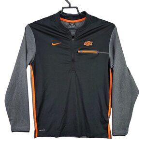 Mens Nike Black Gray Orange Dri-Fit OSU Pullover Shirt Long Sleeve 1/4 Zip M